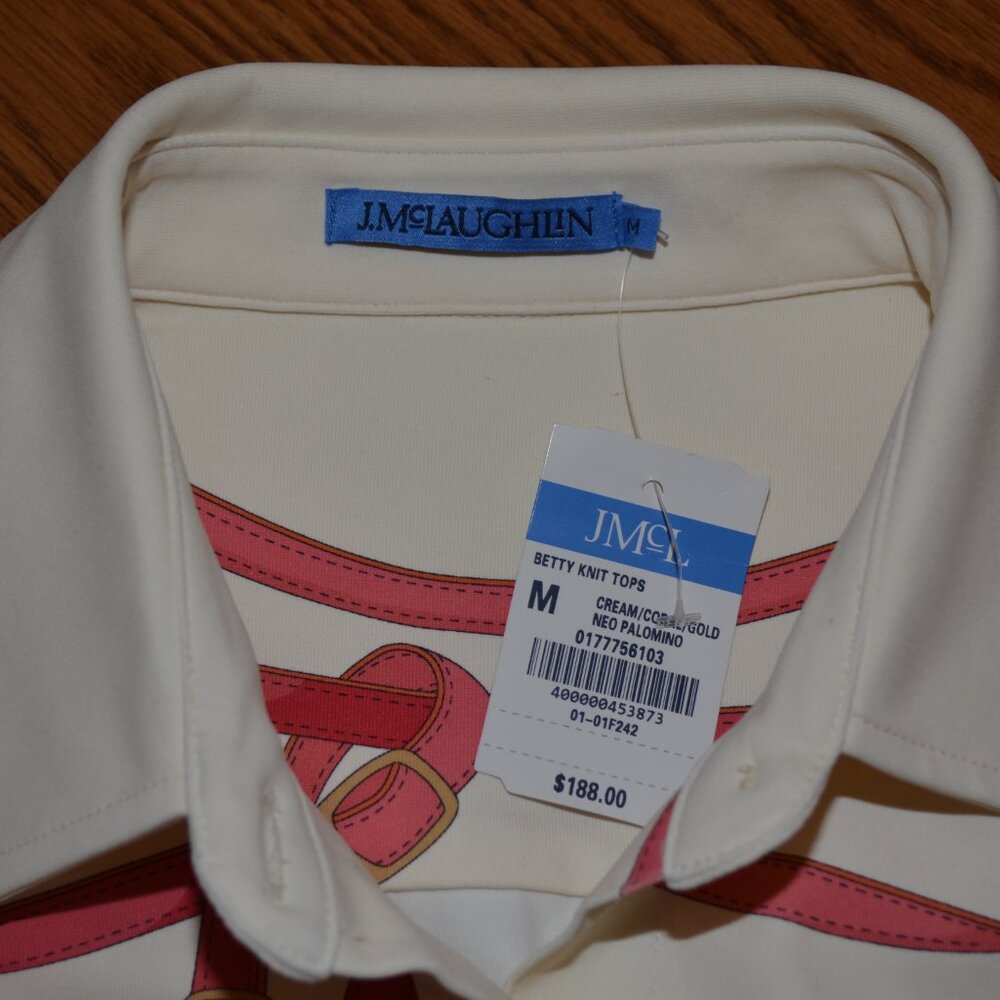 J. McLaughlin NEW Rope Equestrian Catalina Cloth long Sleeve Betty knit Shirt, M - Picture 8 of 9